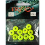 Грузило вухатий рибальський, таблетка (ексцентрик) колір Silvereyes Лайм, 10шт в уп., вага 6г